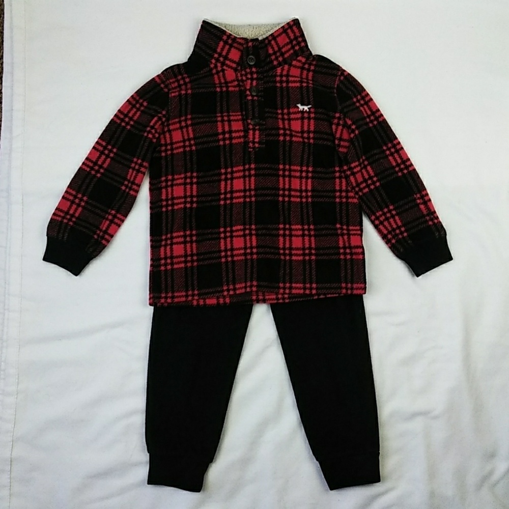 Carter's Boy's 3T Red Plaid 2-pc Set (Pre-owned) - Picture 1 of 7